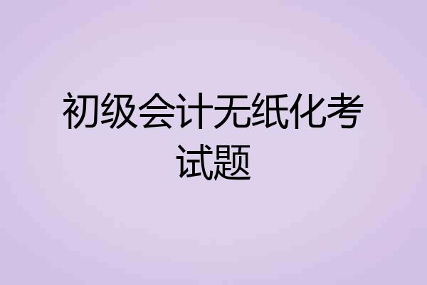 初级会计无纸化考试题