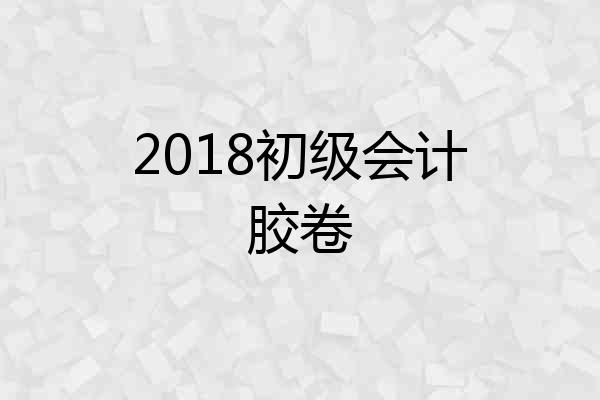 2018初级会计胶卷