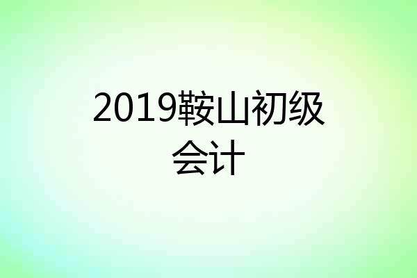 2019鞍山初级会计