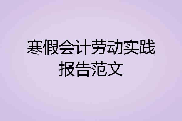 寒假会计劳动实践报告范文