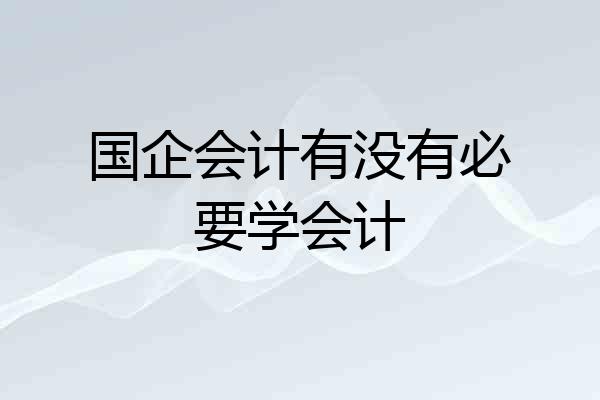 国企会计有没有必要学会计