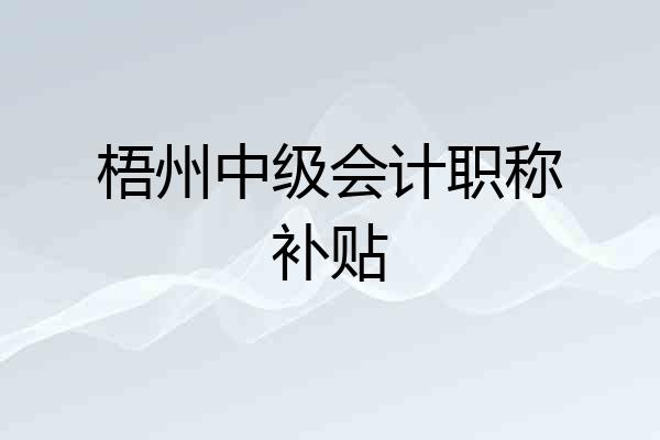 梧州中级会计职称补贴