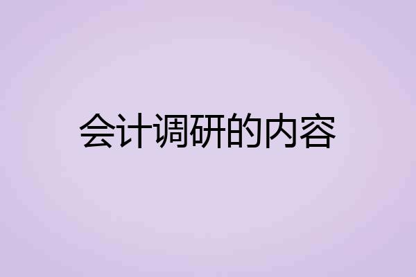 会计调研的内容