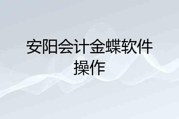 安阳会计金蝶软件操作