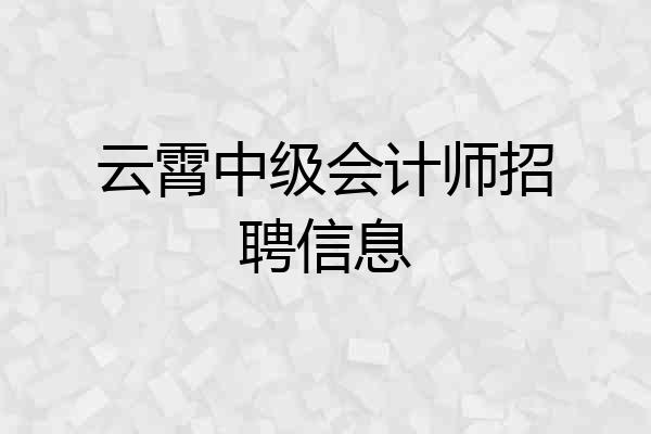 云霄中级会计师招聘信息