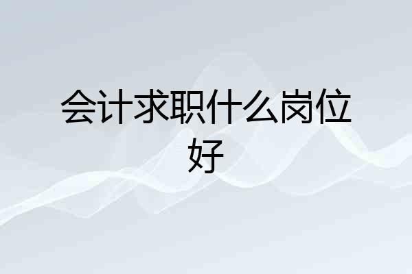 会计求职什么岗位好