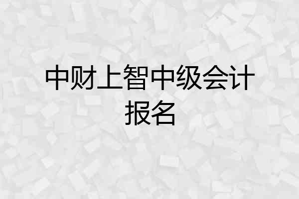 中财上智中级会计报名
