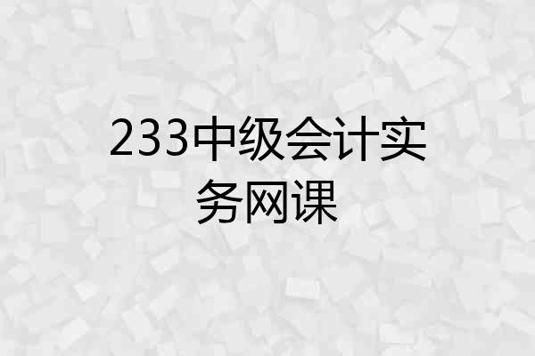233中级会计实务网课
