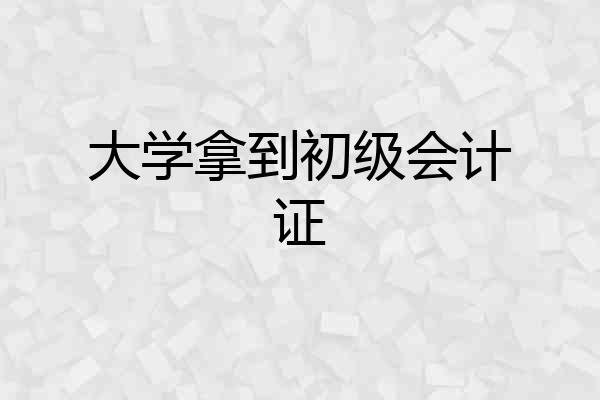 大学拿到初级会计证
