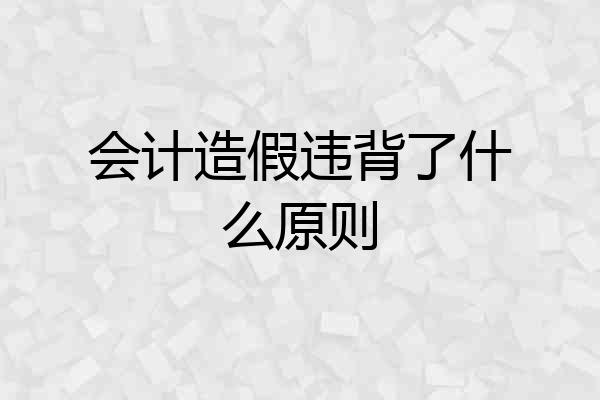 会计造假违背了什么原则
