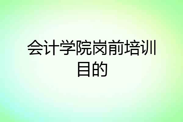 会计学院岗前培训目的