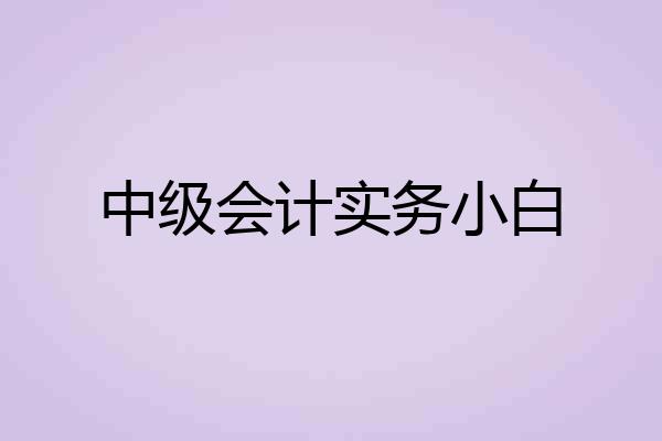 中级会计实务小白