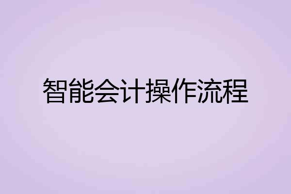 智能会计操作流程