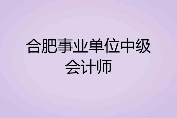 合肥事业单位中级会计师