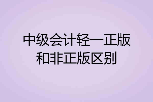 中级会计轻一正版和非正版区别