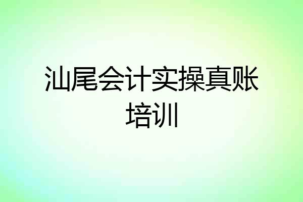 汕尾会计实操真账培训