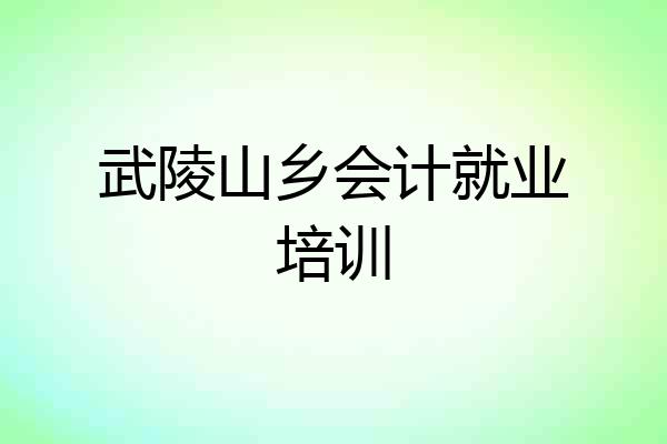 武陵山乡会计就业培训