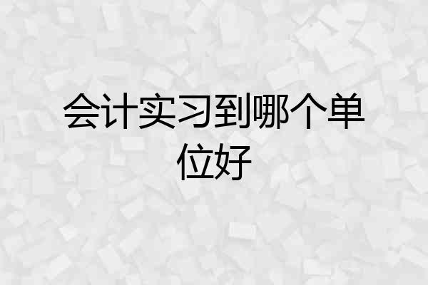 会计实习到哪个单位好