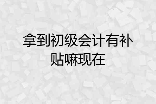 拿到初级会计有补贴嘛现在