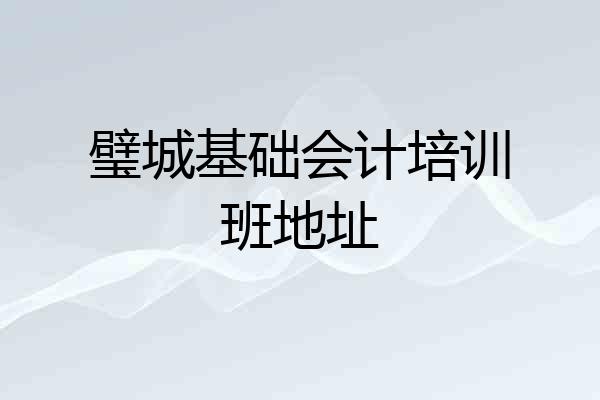 璧城基础会计培训班地址