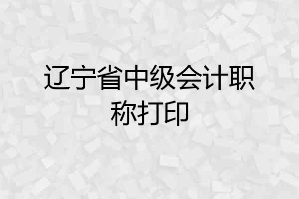 辽宁省中级会计职称打印