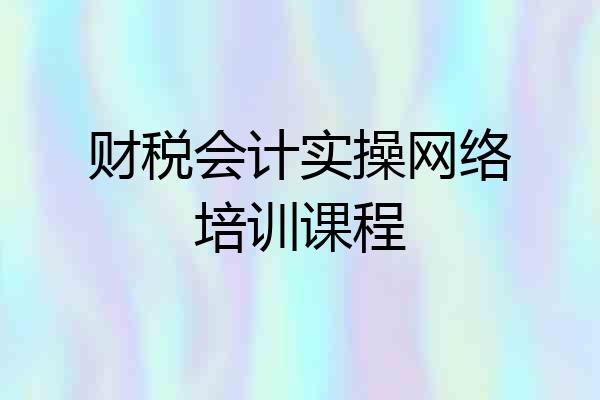 财税会计实操网络培训课程