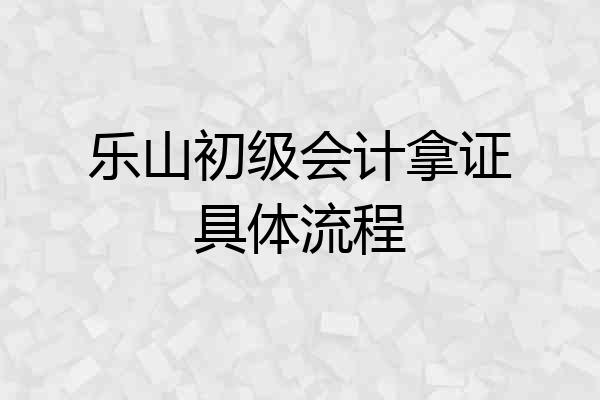 乐山初级会计拿证具体流程