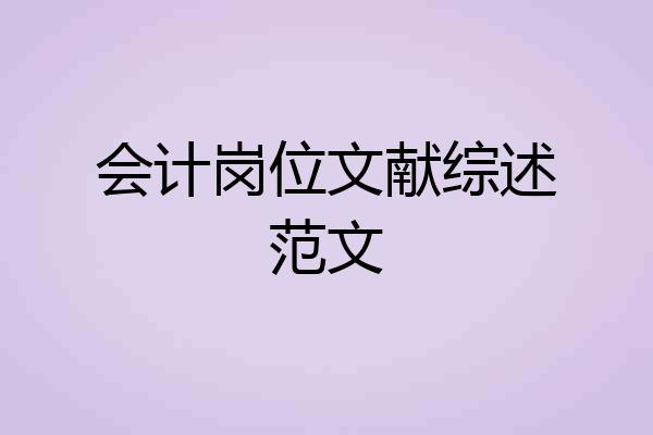 会计岗位文献综述范文