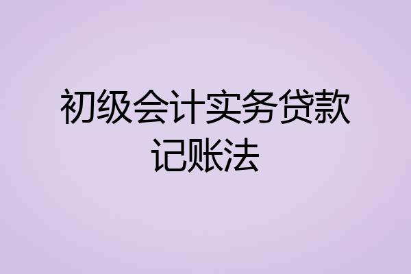 初级会计实务贷款记账法