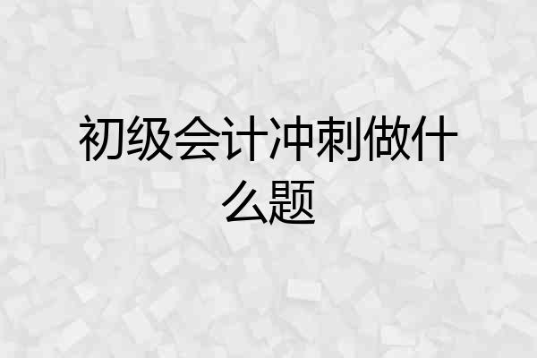 初级会计冲刺做什么题