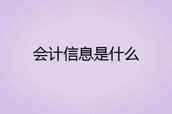 会计信息是什么
