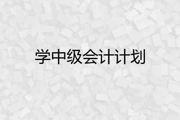 学中级会计计划