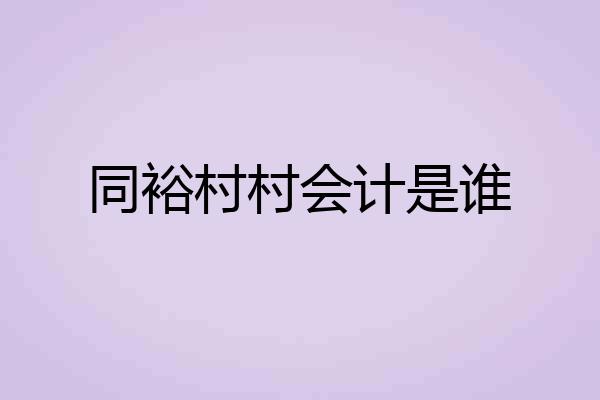 同裕村村会计是谁