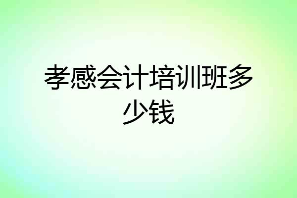 孝感会计培训班多少钱