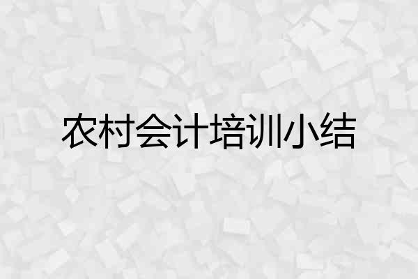 农村会计培训小结