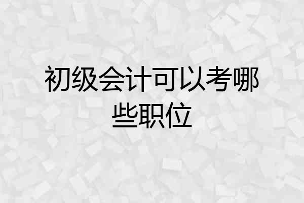 初级会计可以考哪些职位