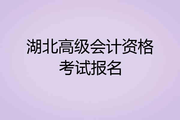 湖北高级会计资格考试报名