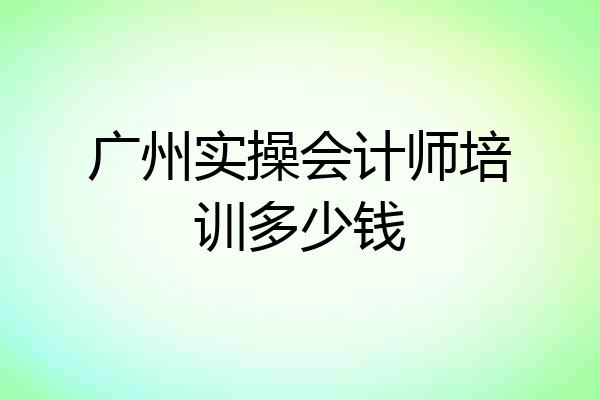 广州实操会计师培训多少钱