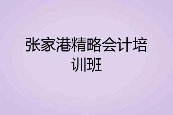 张家港精略会计培训班