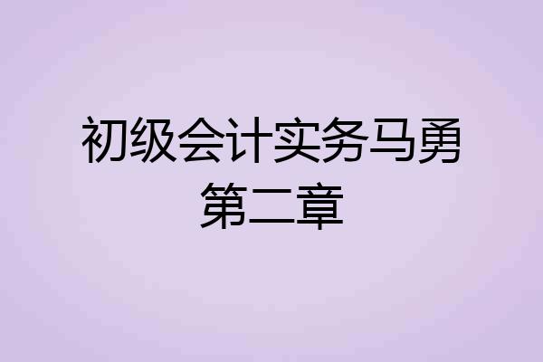 初级会计实务马勇第二章