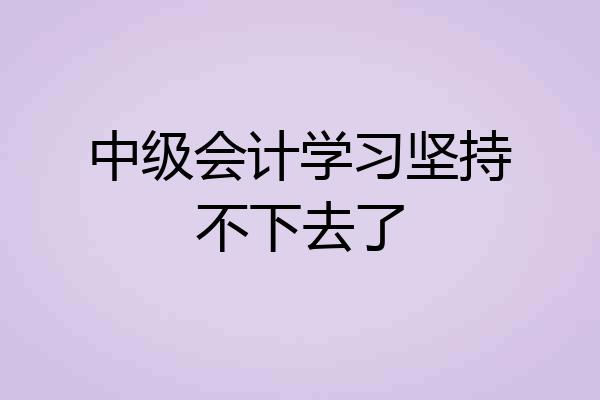 中级会计学习坚持不下去了