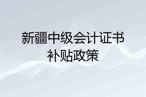新疆中级会计证书补贴政策