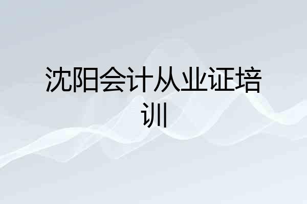 沈阳会计从业证培训