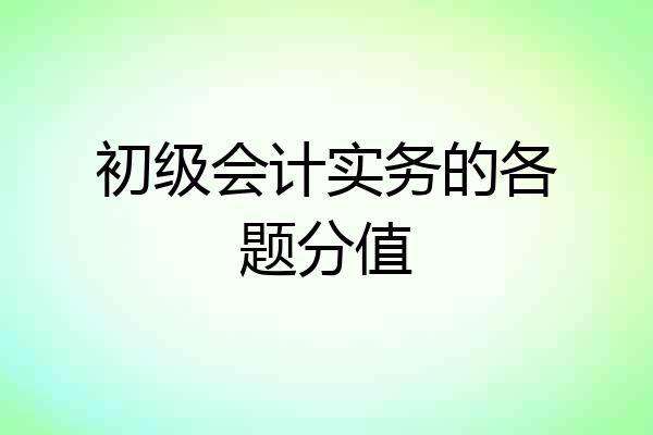 初级会计实务的各题分值