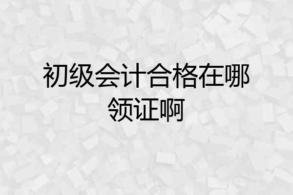 初级会计合格在哪领证啊