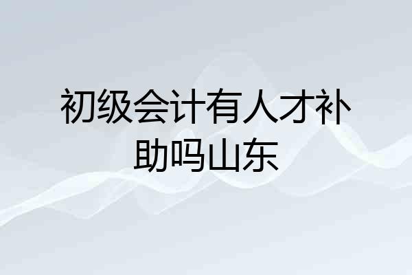 初级会计有人才补助吗山东