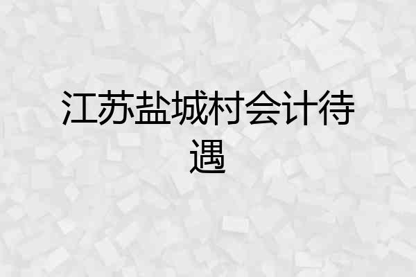 江苏盐城村会计待遇