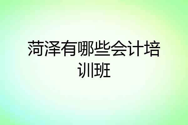 菏泽有哪些会计培训班