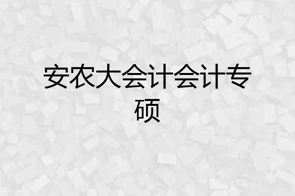 安农大会计会计专硕