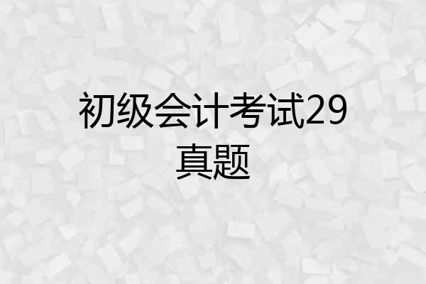 初级会计考试29真题